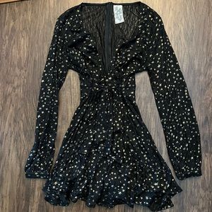 Gold Star Long Sleeve Dress